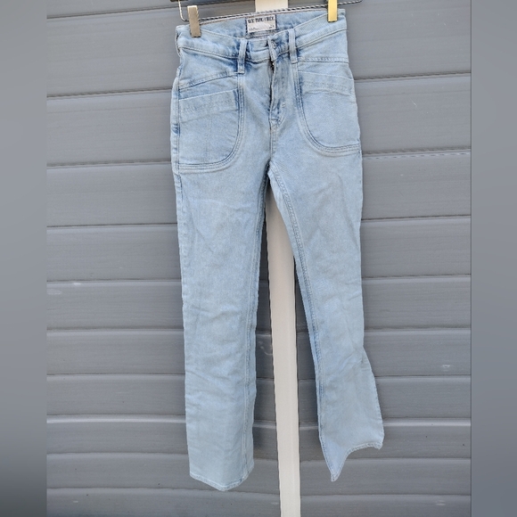 Free People Womens Aiden Slim Boot Jean Sz 24 Totally Buggin Blue Bootcut Retro - Picture 2 of 10